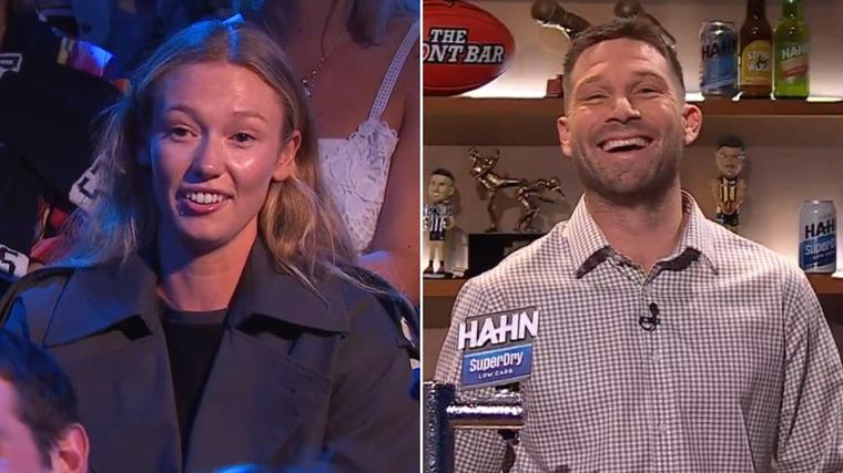 Wife Georgia roasts Toby Greene’s tribunal record live on The Front Bar: ‘Copped a few sprays from me at home’