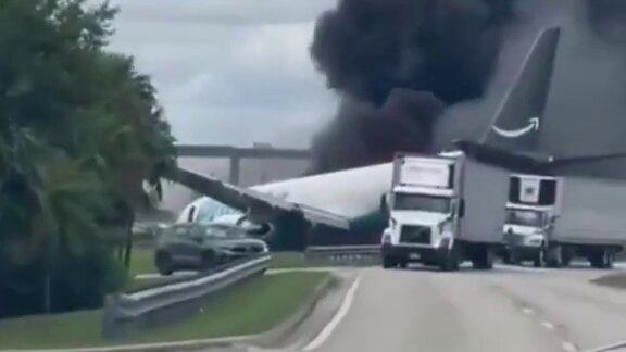At least five dead after Amazon plane overruns runway at Miami Airport
