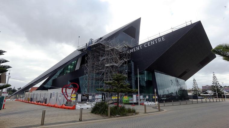 Renovations under way to replace worn external cladding and roof of Albany Entertainment Centre